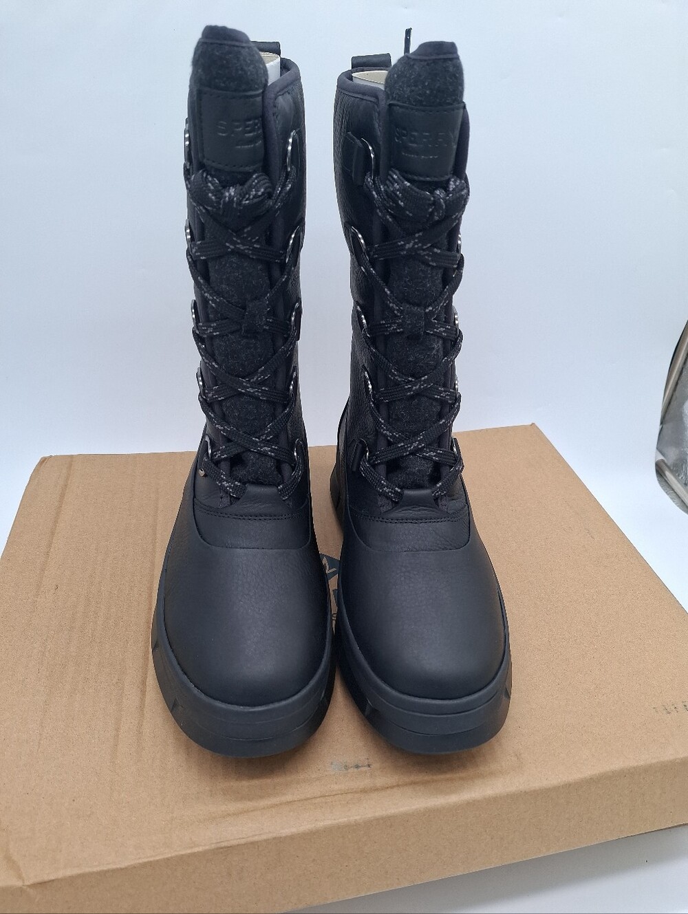 WOMEN SPERRY KITTERY WATER PROOF BOOTS INSULATED GORPCORE SIZE 9 BLACK
